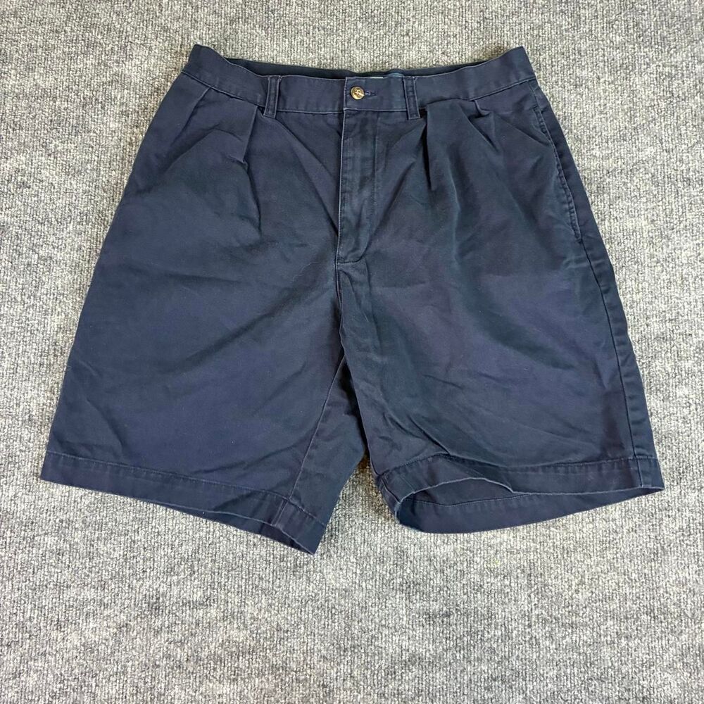 Polo Ralph Lauren Tyler Shorts Men’s 32 Navy Blue Pleated 100% Cotton